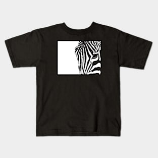 Zebra Eye - White on Colour Kids T-Shirt